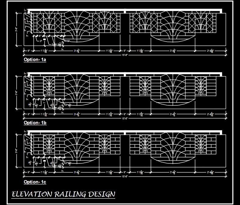 Geometric Balcony Railing CAD Block Free Download